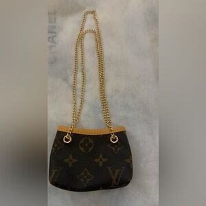 Brand new Upcycled Louis  Vuitton Brown Monogram Chain mini bag